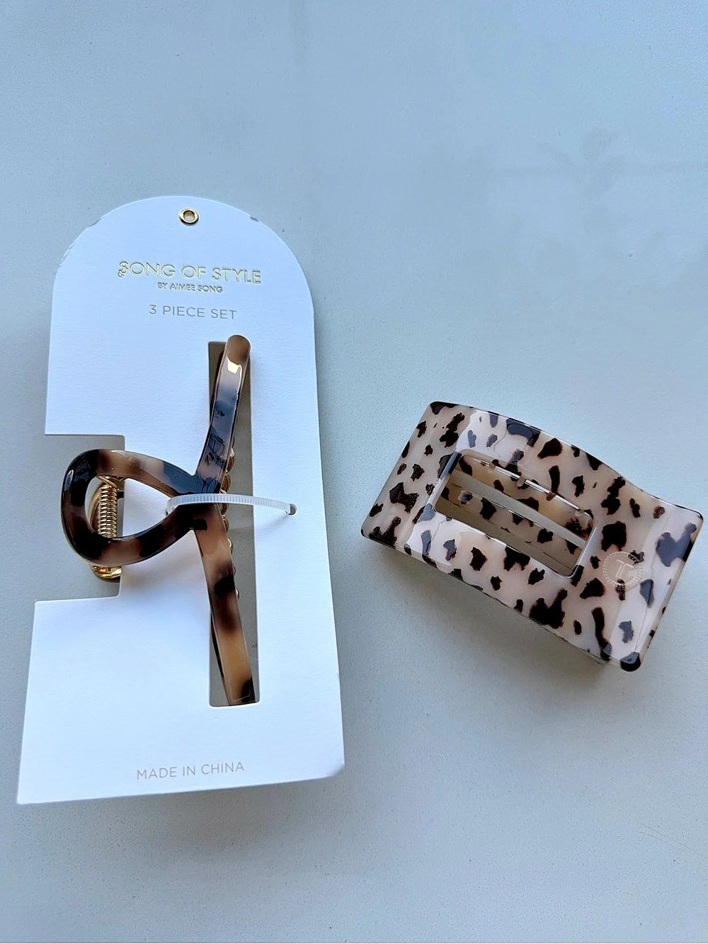 2-Piece Animal Print Hair Accessory Set in Brown & White NWT